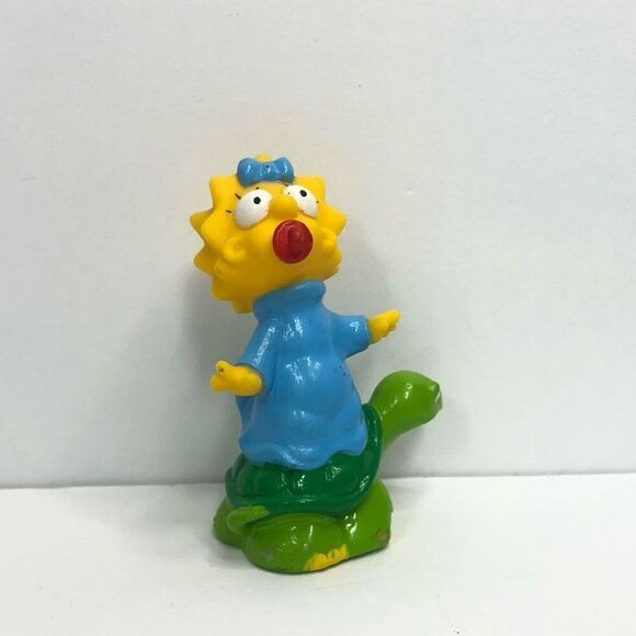 vintage the simpsons maggie riding on turtle 1990 soft plastic 3 inch - Picture 1 of 5